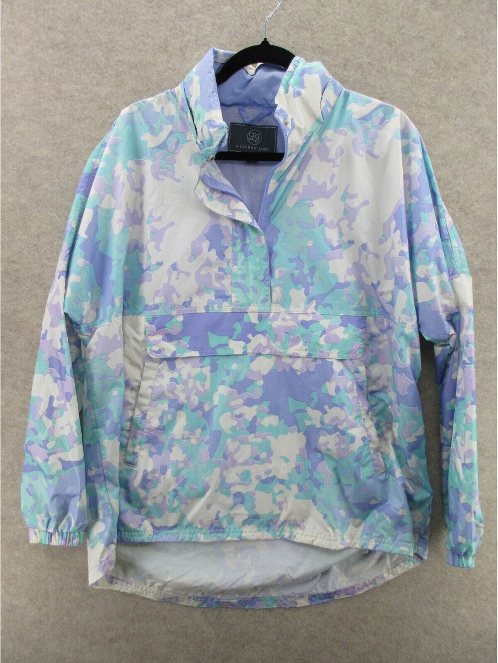 Lauren James Women’s Large Pastel Camo Hooded Pullover Windbreaker Jacket